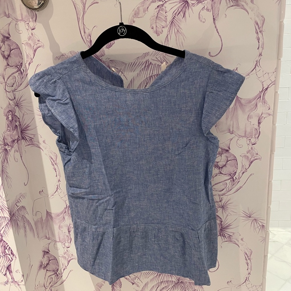 Crewcuts blue top with ruffle details